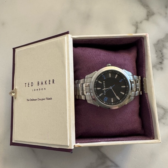 Ted Baker London Men's Watch with Silver Band and Black Dial - Picture 1 of 13
